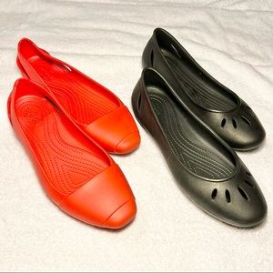 Crocs Flats Black Kelli Flat Ballet And Red Sienna Iconic Women's Size 10 Bundle